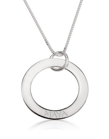 Engraved Mother Necklace - 14k White Gold