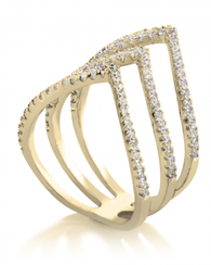 Cubic Zirconia Chevron Ring 24k Gold Plated