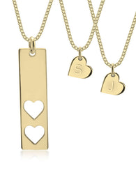 Mother and Daughter Necklace 24 k Gold Plated