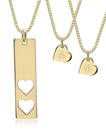 Mother and Daughter Necklace 24 k Gold Plated