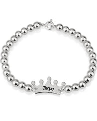 Crown Bead Bracelet Sterling Silver