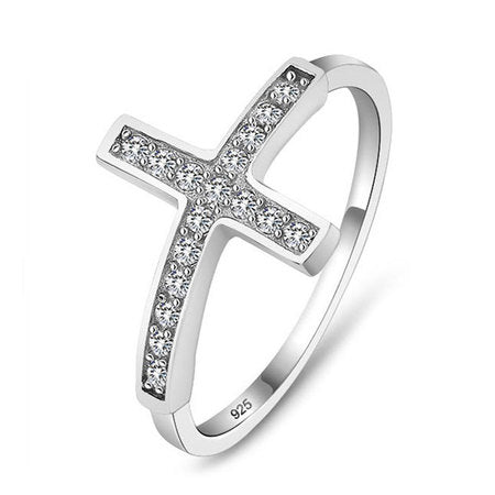 Sideways Cross Ring Sterling Silver