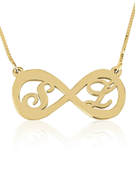 Two Letters Infinity Necklace 14k Gold