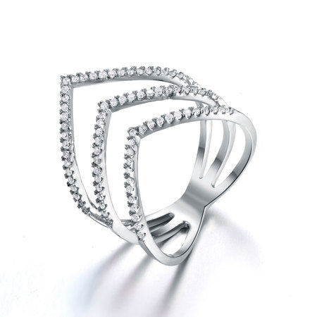 Cubic Zirconia Chevron Ring Sterling Silver