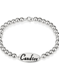Oval Name Bead Bracelet Sterling Silver