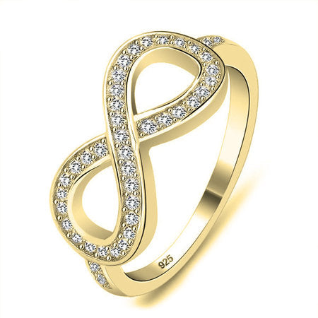 Cubic Zirconia Infinity Ring 24k Gold Plated