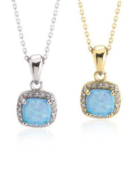 Square Opal Necklace Rose Gold Plated