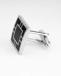 Square Black and Silver Cufflinks