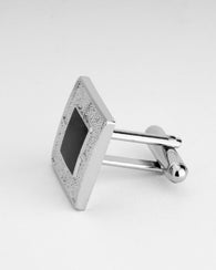 Square Silver & Black Cufflinks