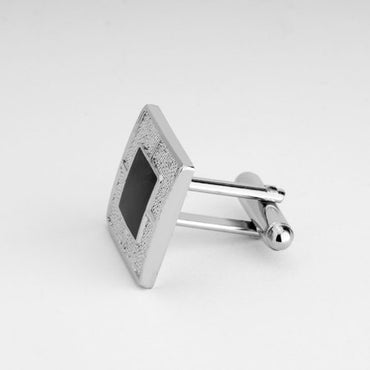 Square Silver & Black Cufflinks