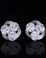 White CZ Crystal Stud Earrings