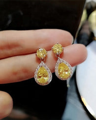 Cubic Zircon Drop Earrings Yellow
