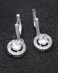 Cubic Zirconia Stone Earrings Silver