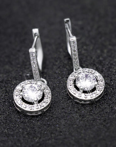 Cubic Zirconia Stone Earrings Silver