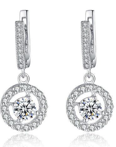 Cubic Zirconia Stone Earrings Silver