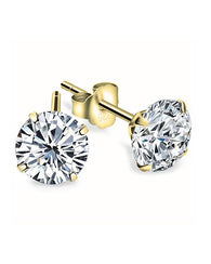 Cubic Zirconia Stud Earrings - 24k Gold Plated
