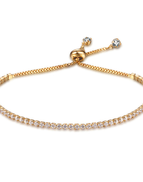 Cubic Zirconia Tennis Bracelet - 24k Gold Plated