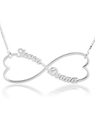 Double Heart Infinity Necklace - Sterling Silver
