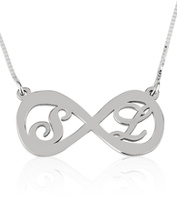 Two Letters Infinity Necklace Sterling Silver
