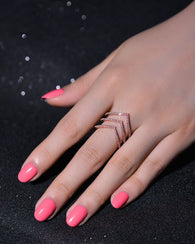 Cubic Zirconia Chevron Ring Rose Gold Plated