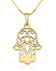 Hamsa Necklace 14k Gold
