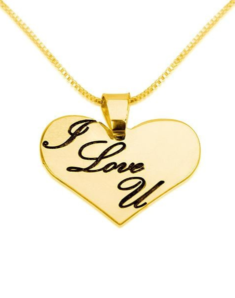 I Love You Heart Necklace - 24k Gold Plating
