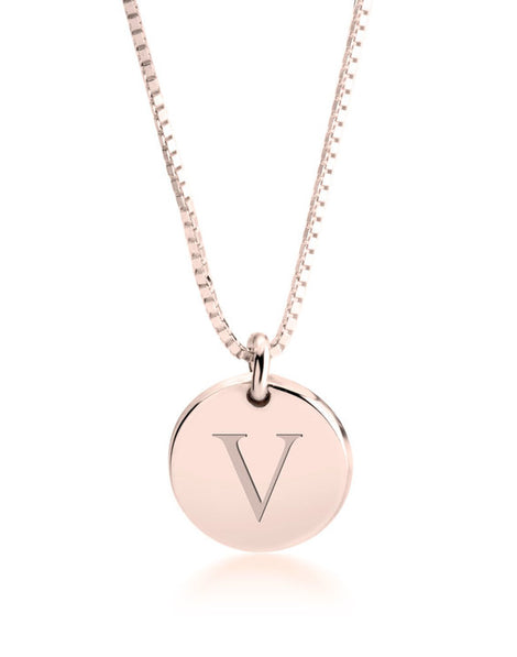 Letter Pendant Necklace Rose Gold Plated