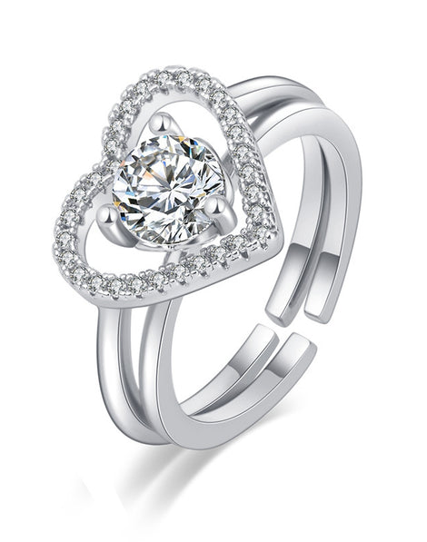 Love Open and Two in One Ring Silver