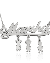 Mother Necklace with Kids - Sterling Silver