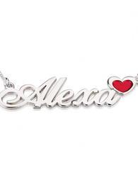 Name Necklace with Coloured Symbols Sterling Silver