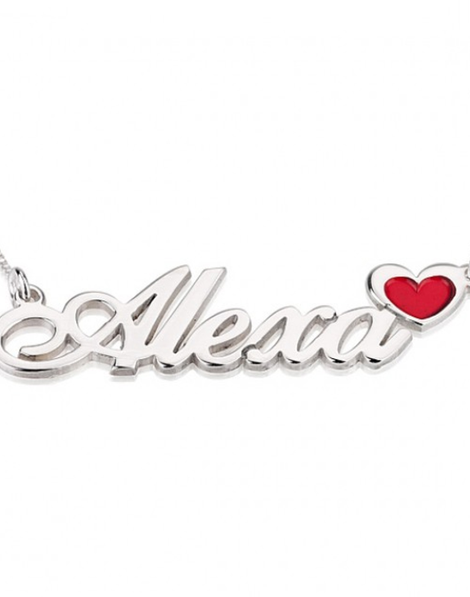 Name Necklace with Coloured Symbols Sterling Silver