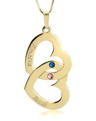 Personalised Double Heart Necklace - 24k Gold Plated