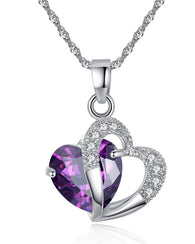 Purple Heart Necklace and Earrings Set