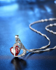 Red Heart Necklace and Earrings Set