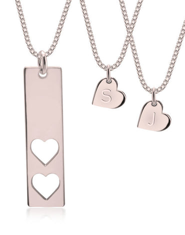 Mother and Daughter Necklace Rose Gold Plated