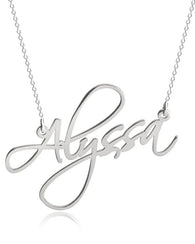Script Name Necklace - Silver