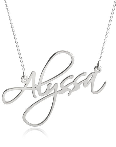 Script Name Necklace - 14K White Gold
