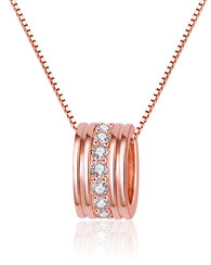 Round Single Row Pendant Clavicle Chain Rose Gold