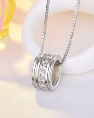Round Single Row Pendant Clavicle Chain Silver