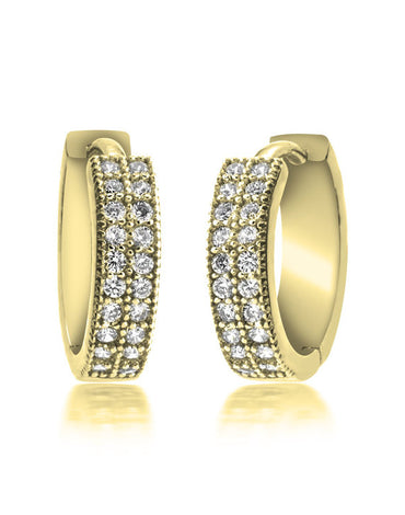 Zirconia Hoop Earrings - 24k Gold Plated