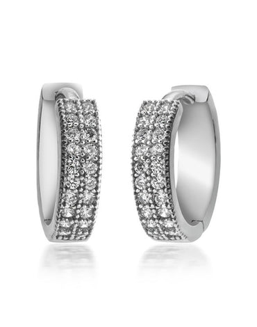 Zirconia Hoop Earrings - Sterling Silver