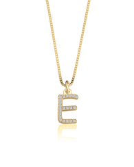 Cubic Zirconia Initial Necklace - 14k Gold