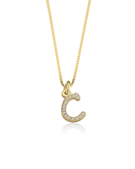 Cubic Zirconia Initial Necklace - 14k Gold