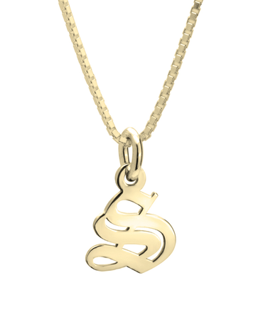 Old English Initial Necklace 14k Gold