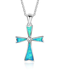 Opal Cross Necklace