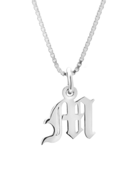 Old English Initial Necklace 14k White Gold