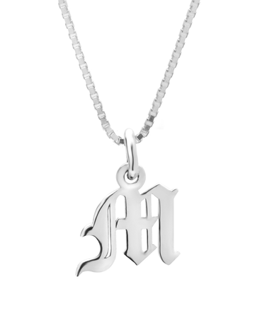 Old English Initial Necklace 14k White Gold