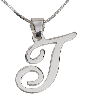 Initial Pendant Necklace 14k White Gold