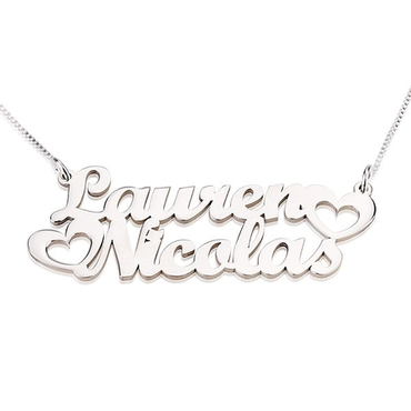 Two Name Necklace Sterling Silver